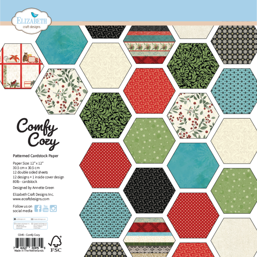 Elizabeth Craft Designs 12 x12 Comfy Cozy Designer Paper Pack - 12 Double Sided Sheets
