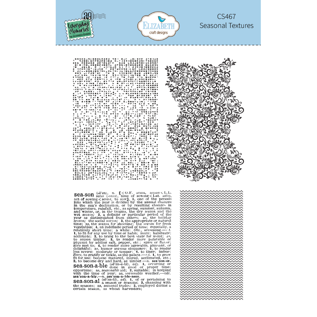 Elizabeth Craft Designs Seasonal Textures Stamp Set - 4 Stamps