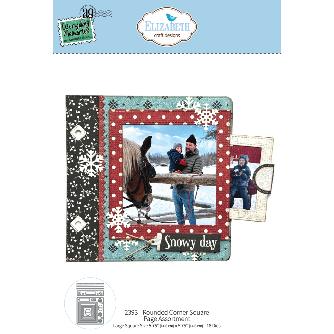 Elizabeth Craft Designs Rounded Corner Square Page Assortment Die Set - 18 Dies