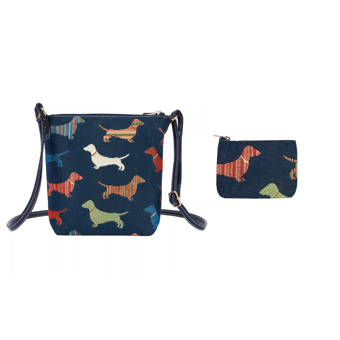 Signare Tapestry Dachshund Sling Bag & Zip Purse