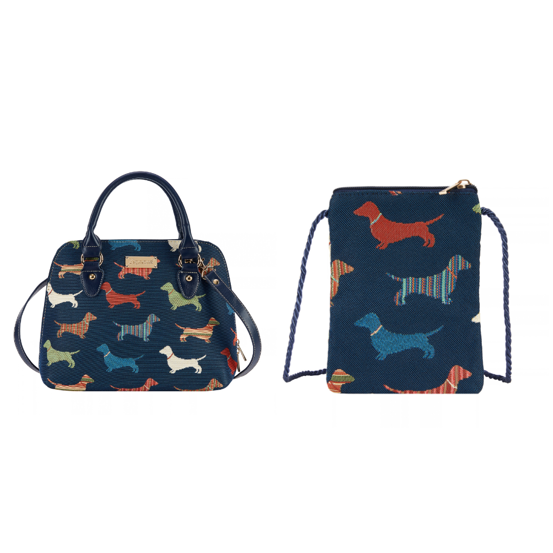 Signare Tapestry Dachshund Convertible Bag & Smart Bag