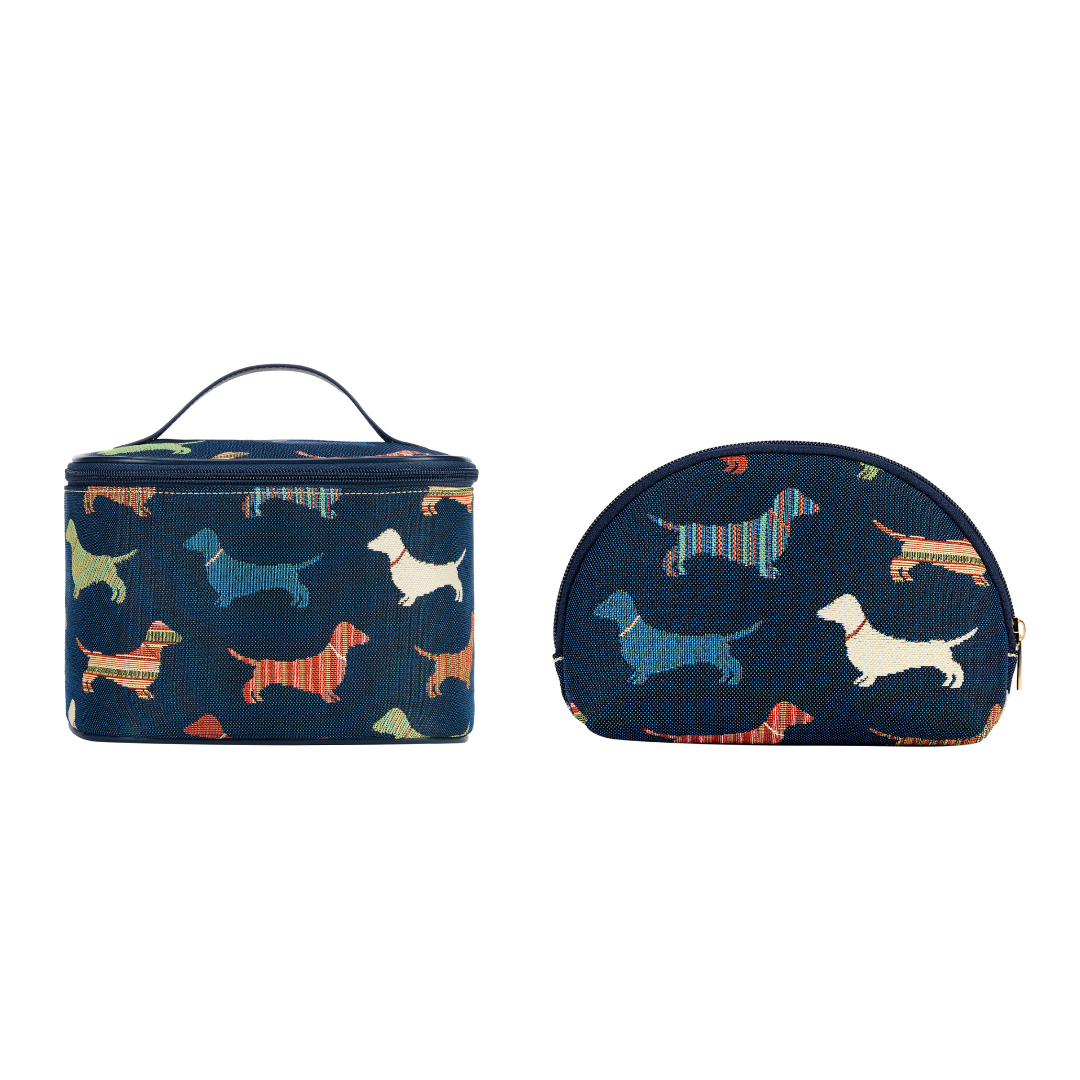 Signare Tapestry Dachshund Vanity Bag & Cosmetic Bag