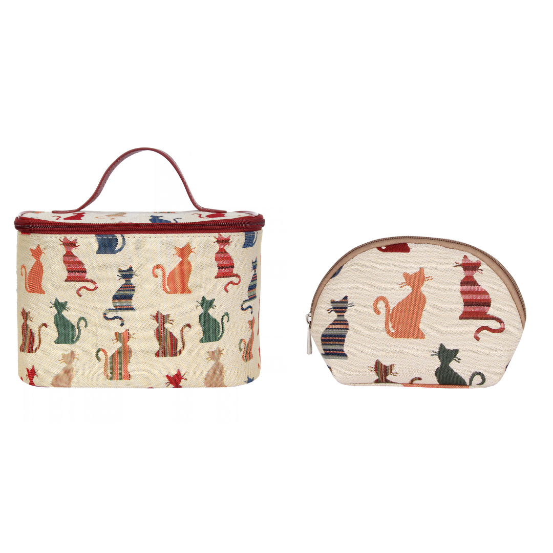 Signare Tapestry Cheeky Cat Vanity Bag & Cosmetic Bag
