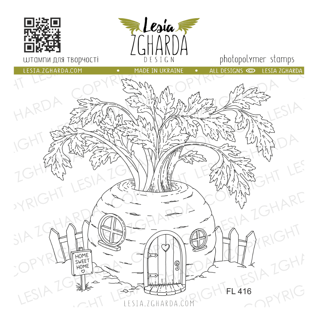 Lesia Zgharda Fairytale Carrot House Stamp