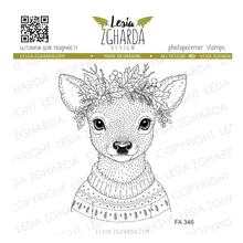 Lesia Zgharda Cozy Deer Girl with a Winter Wreath Set