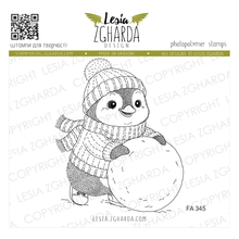 Lesia Zgharda Cute Penguin with a Snow Globe Stamp