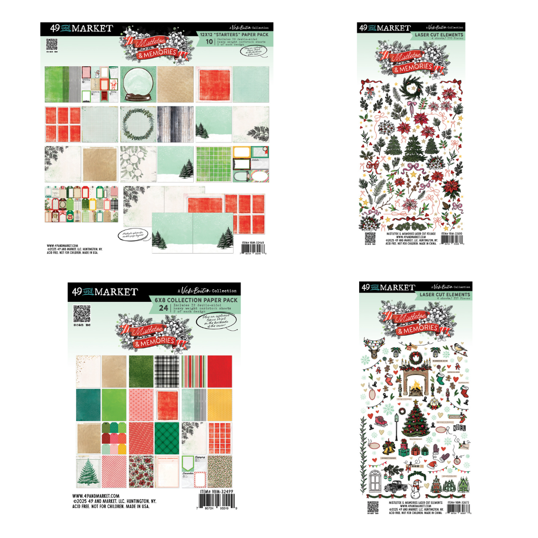49 and Market Mistletoe & Memories Bundle - 12x12" Patterned Pad, Laser Cuts & 6x8" Paper Pack