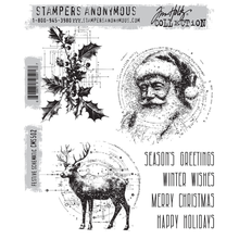 Tim Holtz Stampers Anonymous Festive Schematic Stamp Set - 7 Stamps