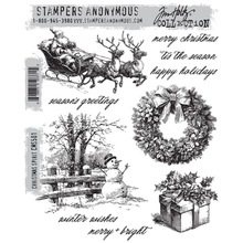 Tim Holtz Stampers Anonymous Christmas Spirit Stamp Set - 10 Stamps