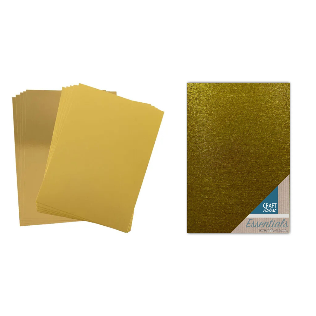 Craft Artist Gold Glitter & Shine Pack - 5 satin, 5 gloss & 10 Waterfall - 20 sheets total