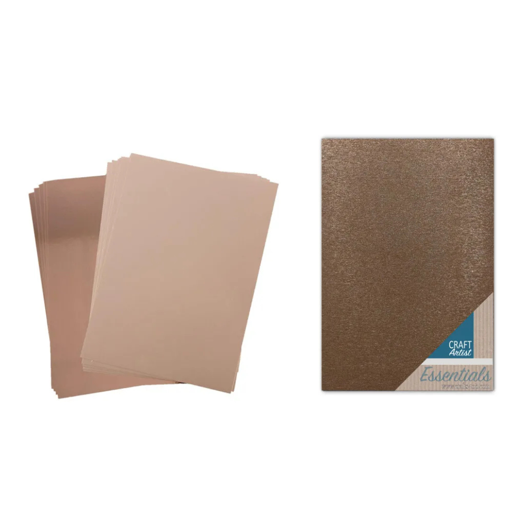 Craft Artist Rose Gold Glitter & Shine Pack - 5 satin, 5 gloss & 10 Waterfall - 20 sheets total