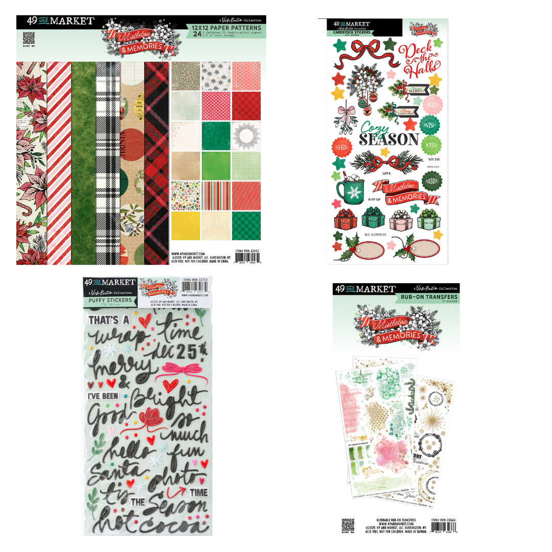 49 and Market Mistletoe & Memories Bundle - 12x12" Paper Pad, Stickers & Rub-On Transfers