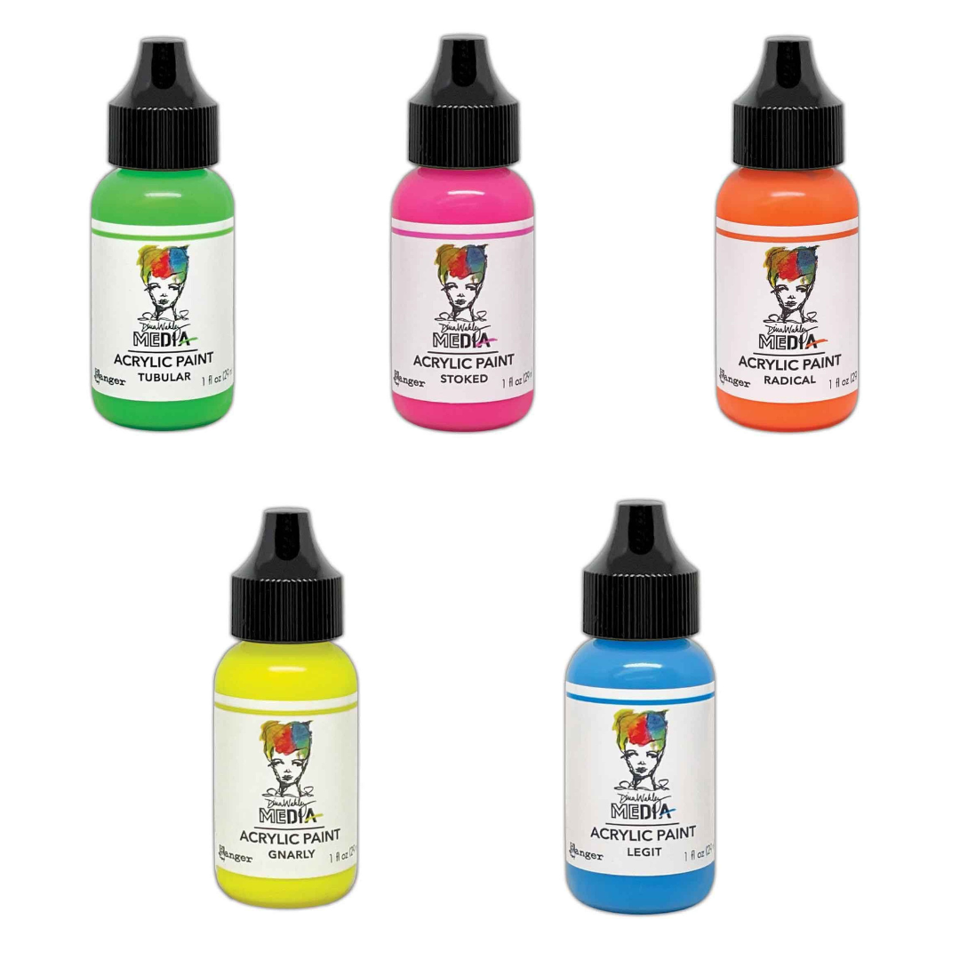 Dina Wakley MEdia Neon Paints - 5 x 1oz Bottles