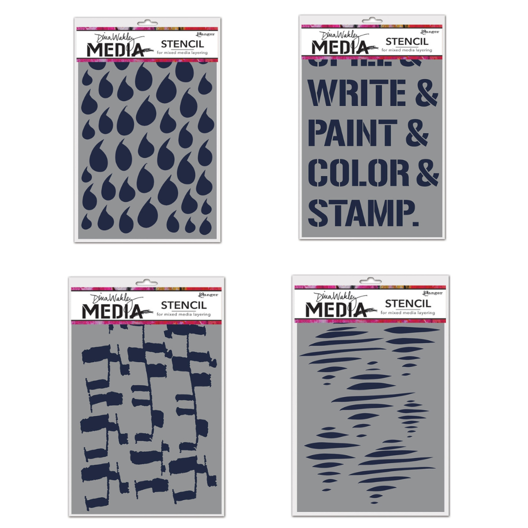 Dina Wakley MEdia Stencils - Set of 4