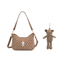 Signare London Moon Bag B-loved Design with Teddy Bear Charm in Beige