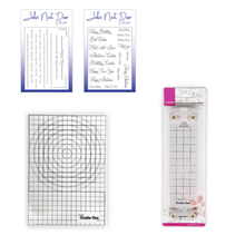 John Next Door Exclusive Stamping Mat Bundle Inc Press, Circle Design Mat & 2 x Clear Stamp Sentiment Sets