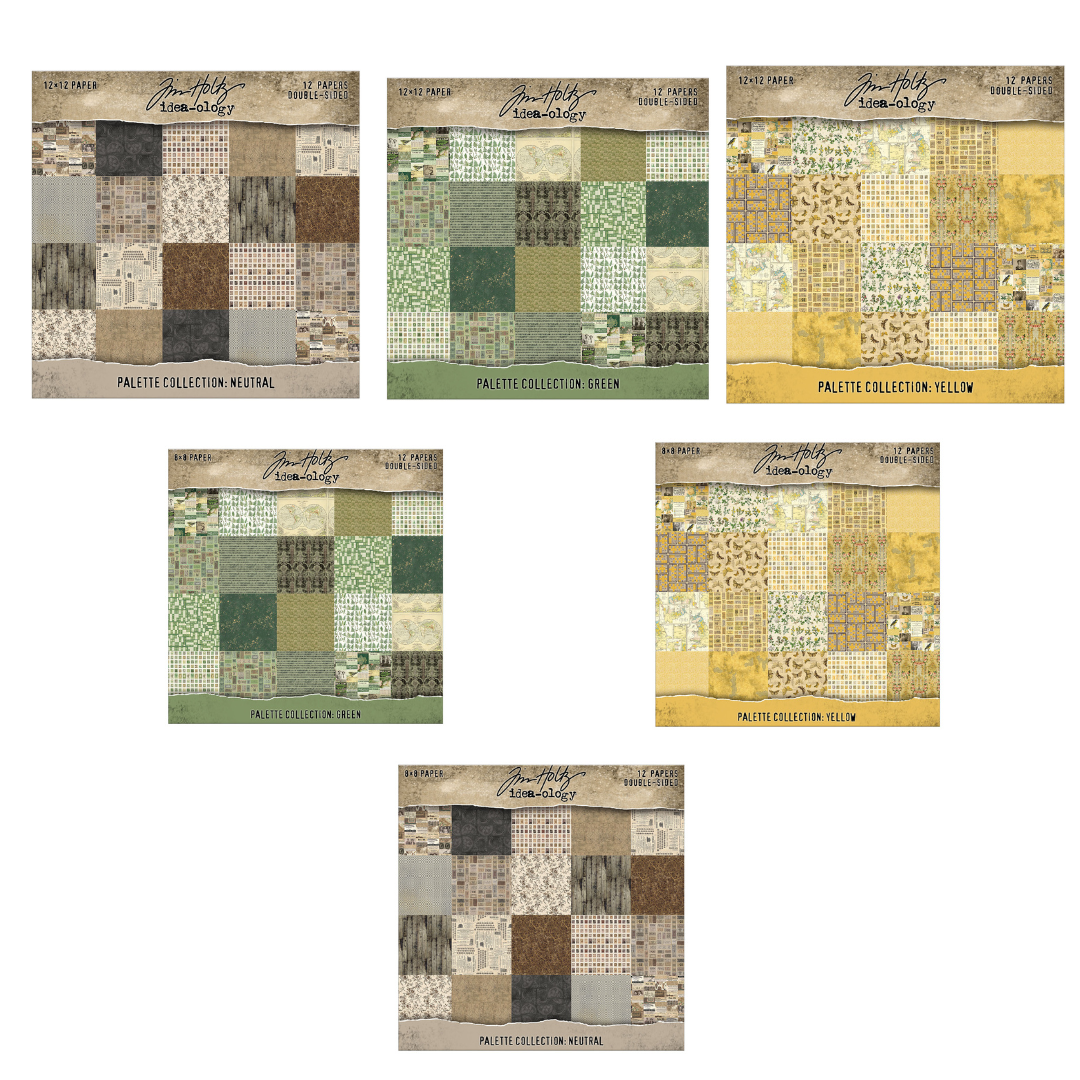 Tim Holtz Idea-ology Palette Papers 2nd Release Collection – 72 Sheets (12" x 12" & 8" x 8")