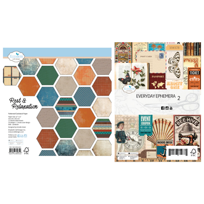 Elizabeth Craft Designs Rest & Relaxation Designer Paper Pack and Ephemera 2 Bundle