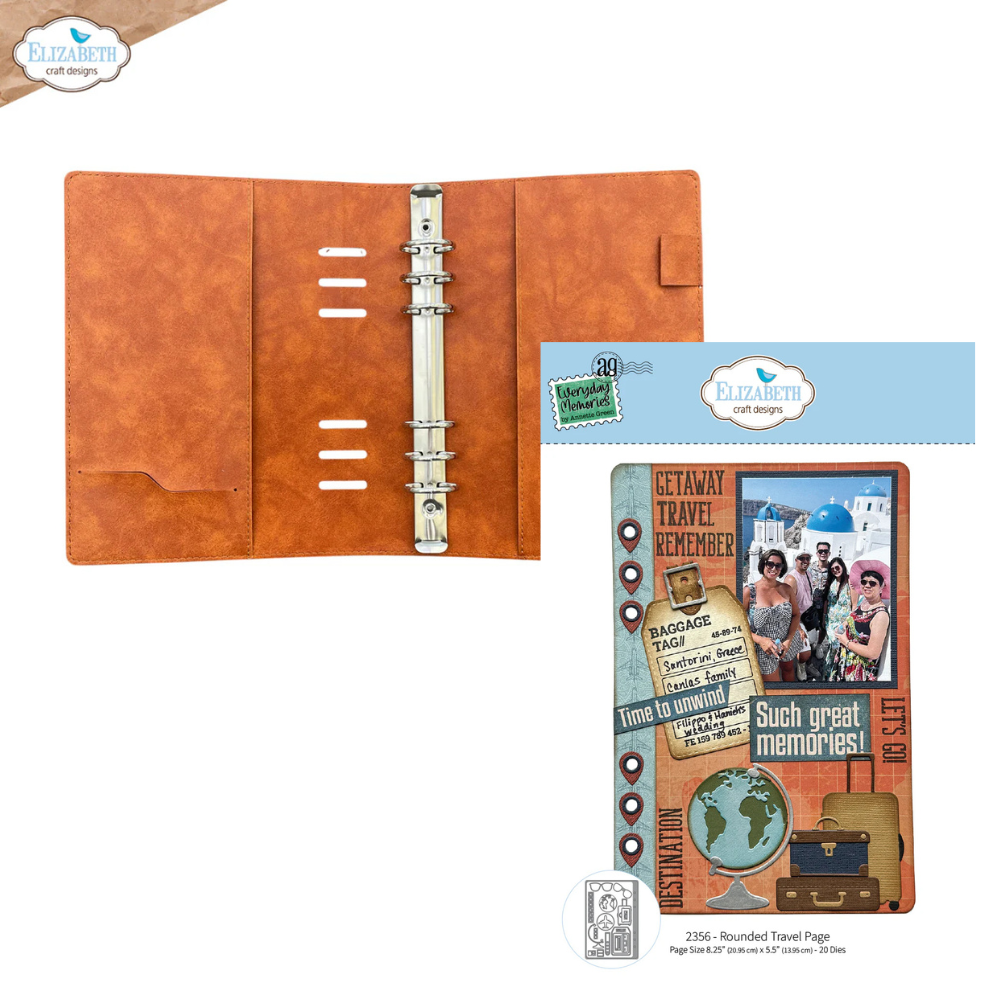 Elizabeth Craft Designs Rusty Brown Memory Binder & Rounded Travel Page Die Set