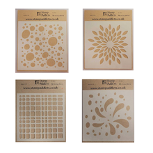 Stamp Addicts Set of 4 Stencils - Petalburst, Swirlibob, Pebbles and Squarish