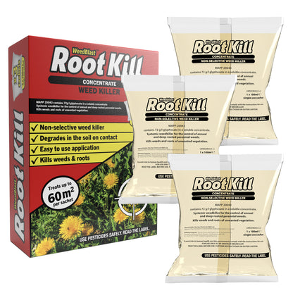 Weedblast Rootkill Glyphosate 72g/L 3 x 100ml Concentrate Sachets with 5L OneChem Pump Sprayer