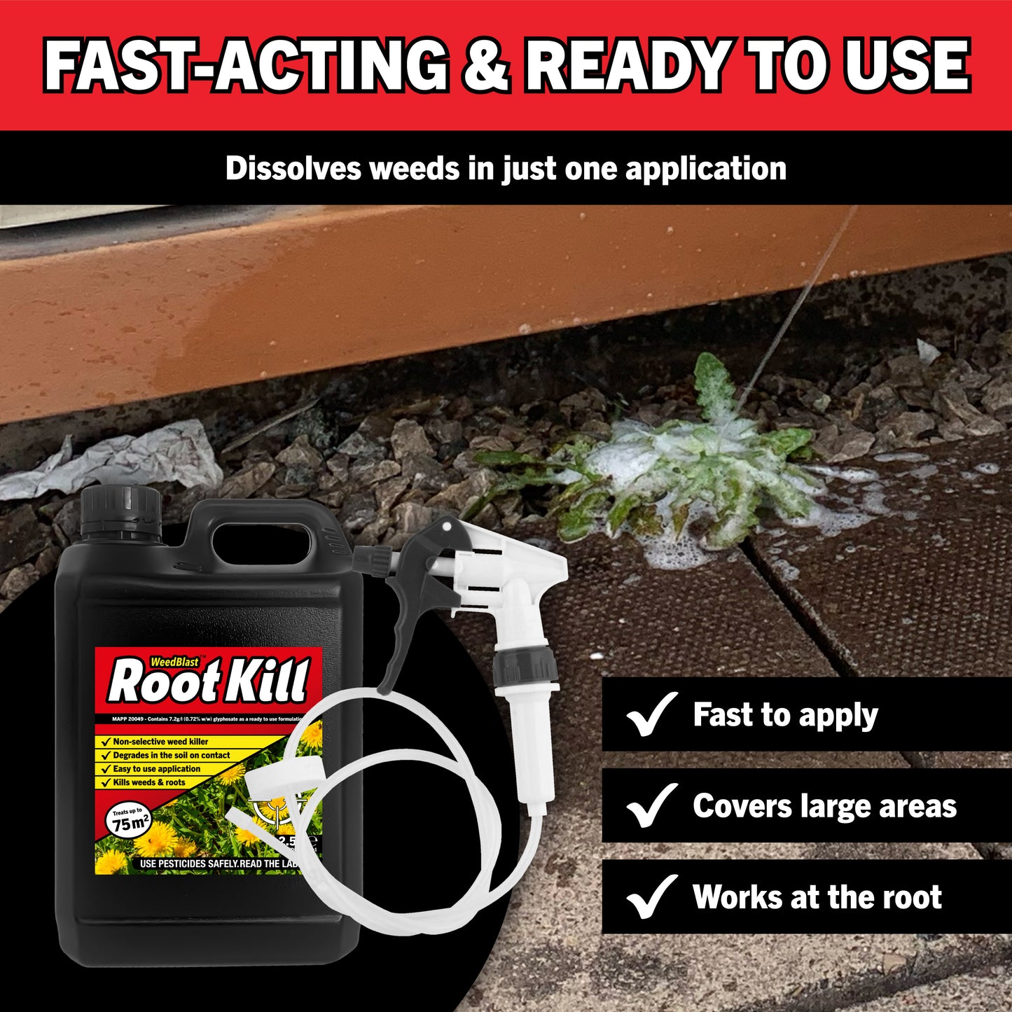 Weedblast 2 x 2.5L Root Kill Glyphosate RTU & 1 x Long Hose Trigger