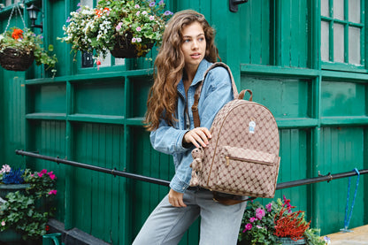 Signare London Large Back Pack B-loved Design in Beige