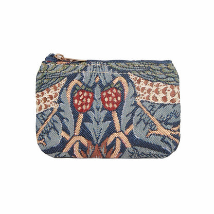 Signare Tapestry William Morris Strawberry Thief Blue Foldaway Bag with Zip Purse