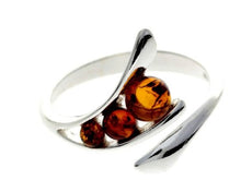 925 Sterling Silver & Baltic Amber 3 Stone Adjustable Ring