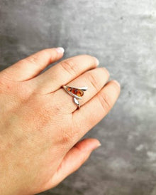 925 Sterling Silver & Baltic Amber 3 Stone Adjustable Ring