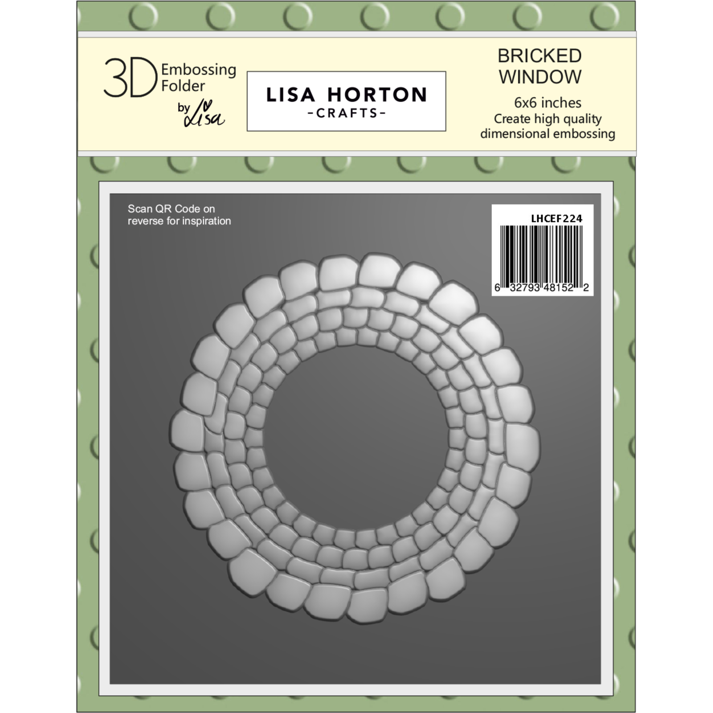 Lisa Horton Crafts Bricked Window 6" x 6" 3D Embossing Folder, Layering Stencils with Die