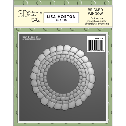 Lisa Horton Crafts Bricked Window 6" x 6" 3D Embossing Folder, Layering Stencils with Die