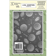 Lisa Horton Crafts Cinnamon Sticks and Oranges 5" x 7" 3D Embossing Folder