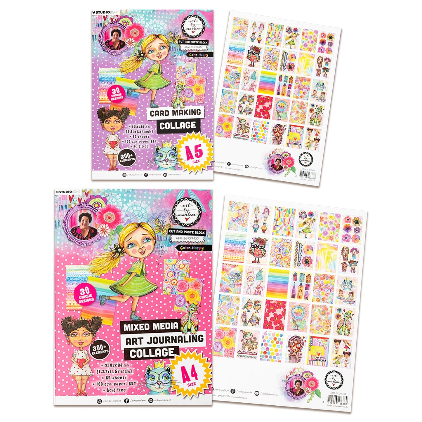 Studio Light Art By Marlene Collage Paper April 2026 Bundle | Color-happy A5 & A4 Paper Pads