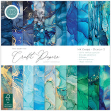 Craft Consortium Essential Craft Papers 12x12 Inch Paper Pad Ink Drops Ocean 2 