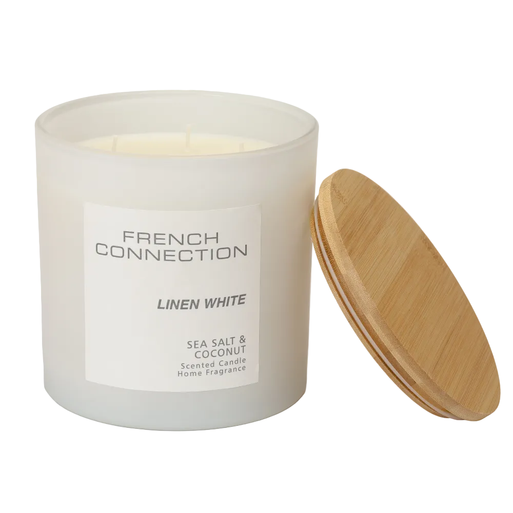 French Connection Pastel Range Linen White (Sea Salt & Coconut) 4-Wick Candle 1.46kg