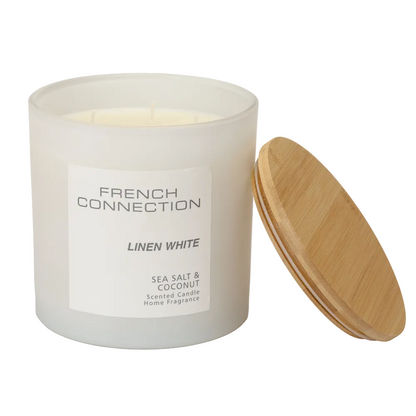 French Connection Pastel Range Linen White (Sea Salt & Coconut) 4-Wick Candle 1.46kg