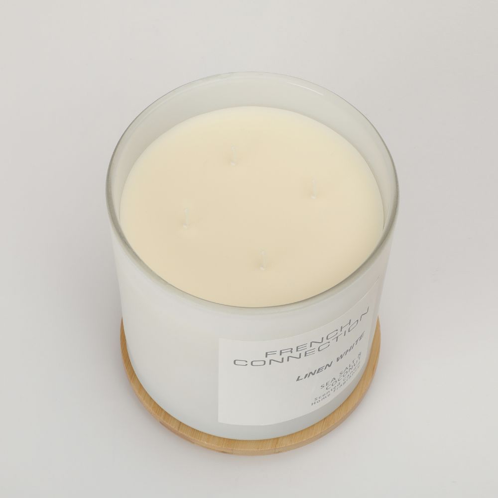 French Connection Pastel Range Linen White (Sea Salt & Coconut) 4-Wick Candle 1.46kg