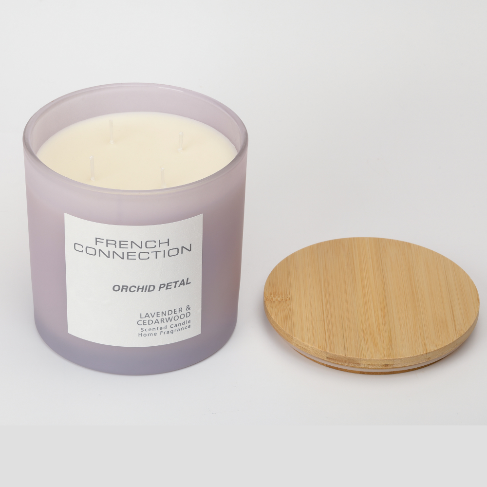 French Connection Pastel Range Orchid Petal (Lavender and Cedarwood) 4-Wick Candle 1.46kg