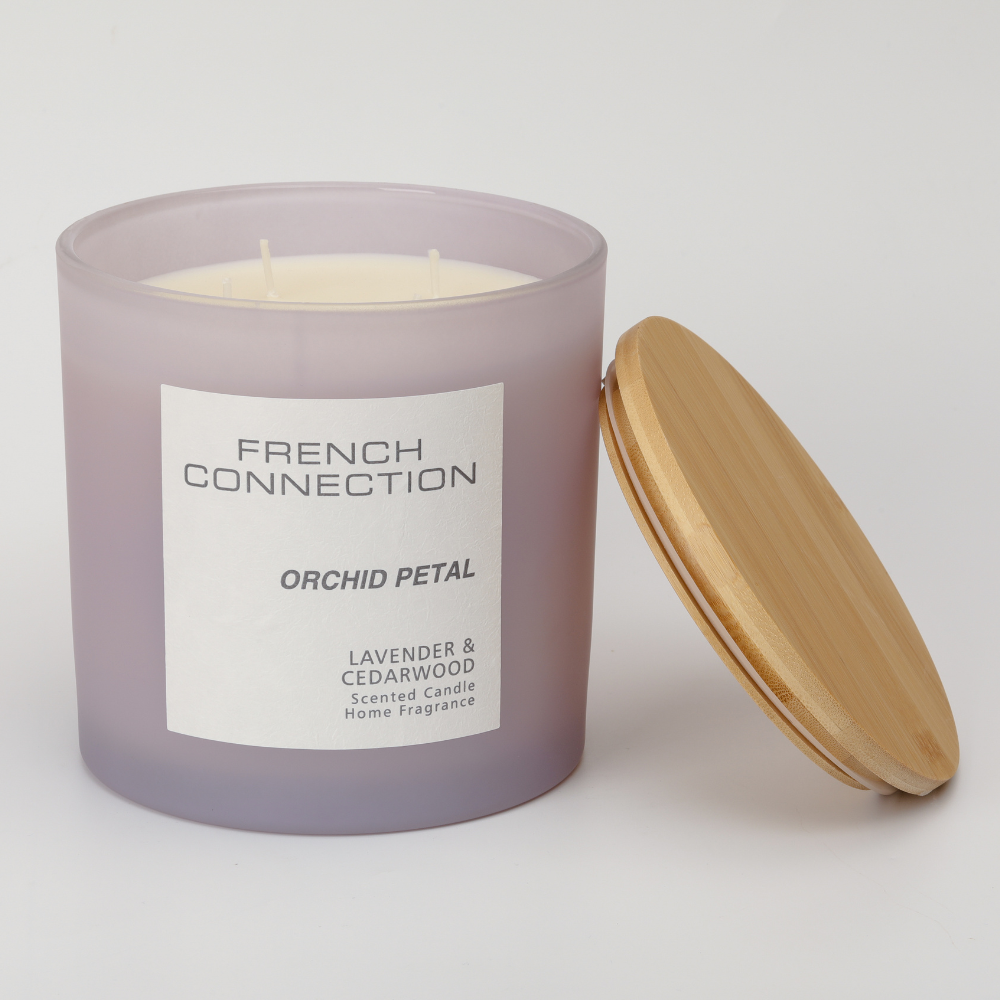 French Connection Pastel Range Orchid Petal (Lavender and Cedarwood) 4-Wick Candle 1.46kg