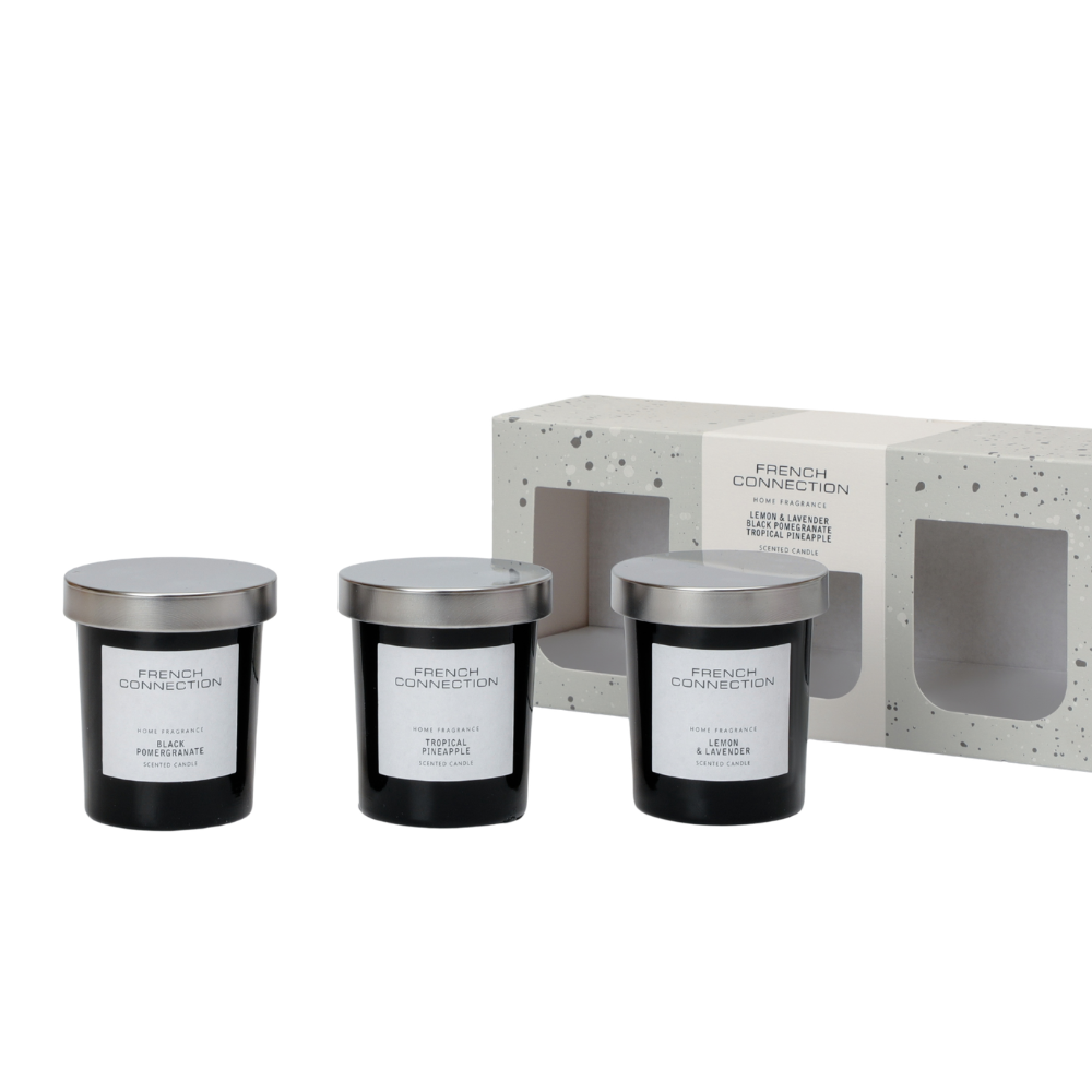 French Connection Black Collection Trio of Candles Giftset 3 x 52g