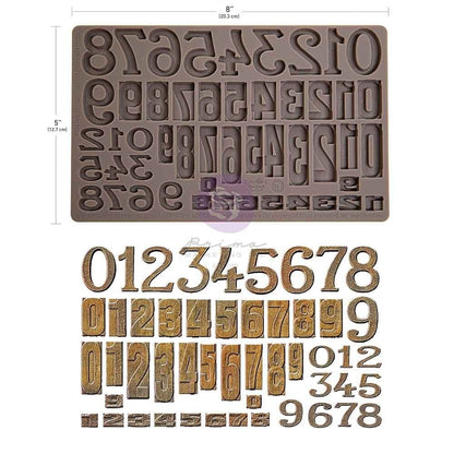 Finnabair Imaginarium Letterpress Numbers 5x8" Silicone Mould