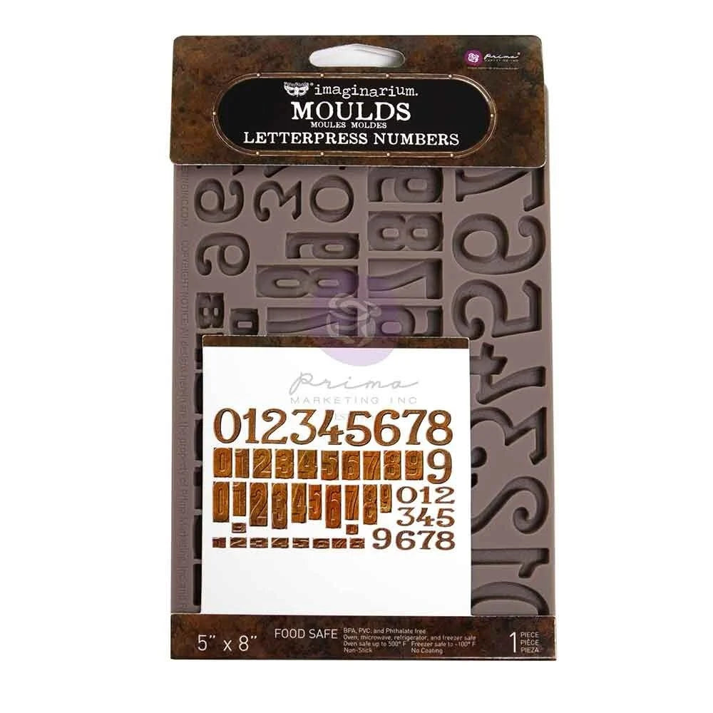 Finnabair Imaginarium Letterpress Numbers 5x8" Silicone Mould