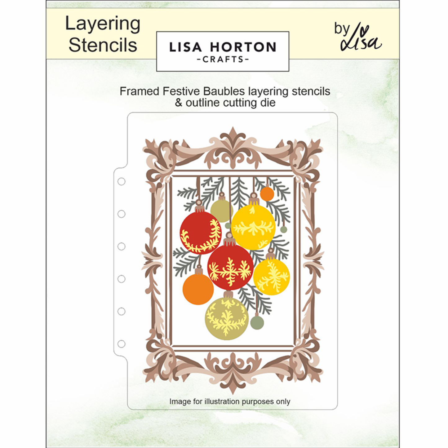 Lisa Horton Crafts Framed Festive Baubles 5" x 7" Layering Stencils with Die
