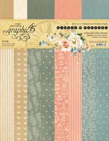 Graphic 45 Always & Forever 8.5" x 11" Patterns & Solids Pack - 16 Double Sided Sheets