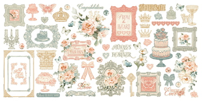Graphic 45 Always & Forever Ephemera Set - 65 Assorted Pieces