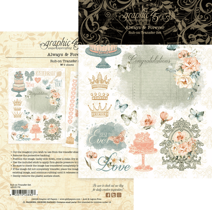Graphic 45 Always & Forever 6" x 8" Rub - On Transfers