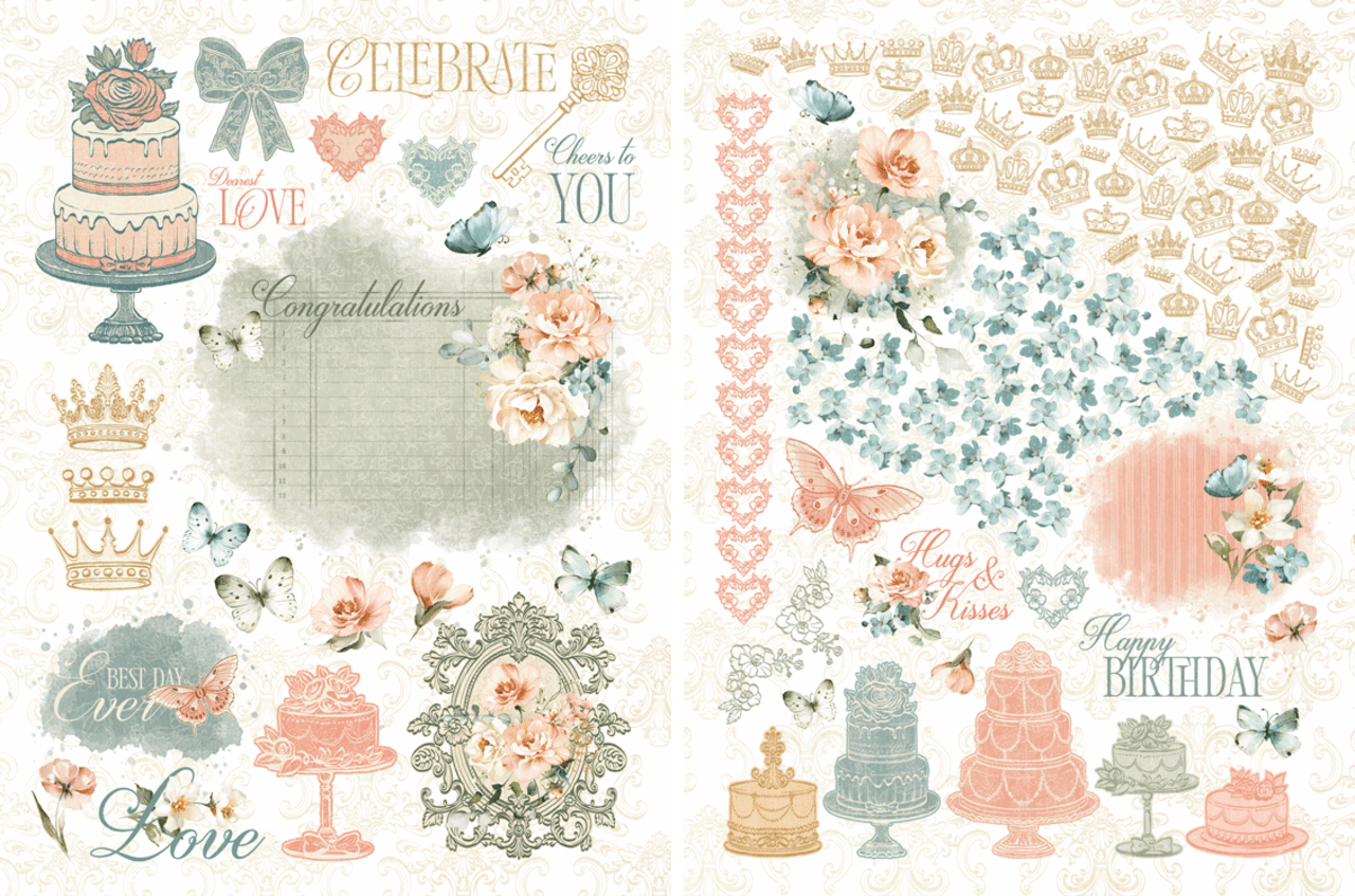Graphic 45 Always & Forever 6" x 8" Rub - On Transfers