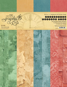 Graphic 45 Journaling Through Time 8.5" x 11" Patterns and Solids Pack - 16 Double Sided Sheets