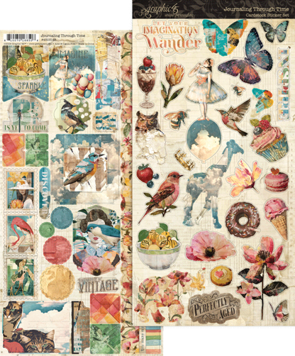 Graphic 45 Journaling Through Time Sticker Set - 2 x 6" x 12" Sheets